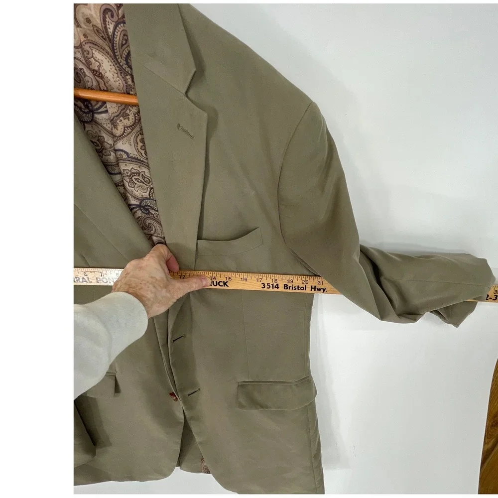 Lauren Ralph Lauren Mens Blazer 42S Sport Coat Tan Olive Paisley Preppy
